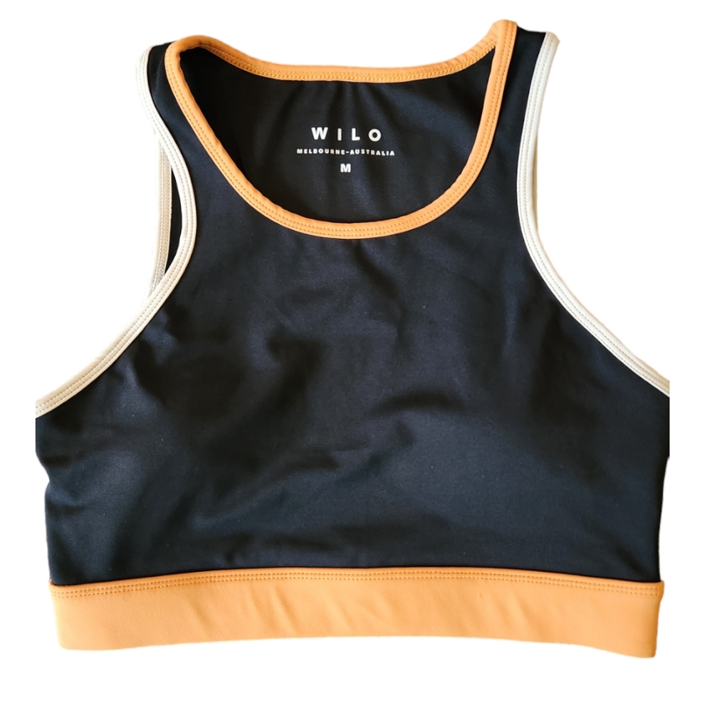 NWT WILO THE LABEL The Contrast Racer Black Bra Padded Size M